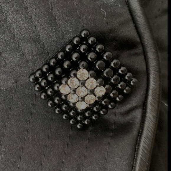 NOLAN MILLER Vintage Evening Jacket Blazer Black Wool Satin Embellished Size 10 - Picture 5 of 14